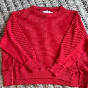 Red Waffle Knit Sweater